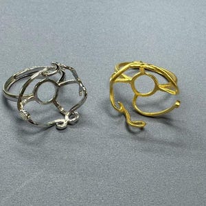 Sterling Silver Ring Setting, s925 Silver Prong Claw Bezel Cup Setting, Sterling Silver Ring Blanks, Adjustable Ring Blanks 20-25mm