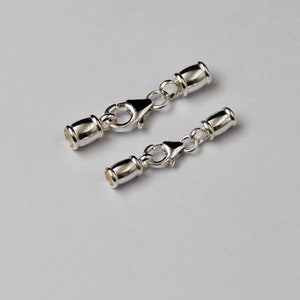 Sterling Silver Crimp Cord End Caps,s925 Silver Leather Cord End Cap For Jewelry Making Supplies, Cord Cap with Spring Clasp for Bracelet