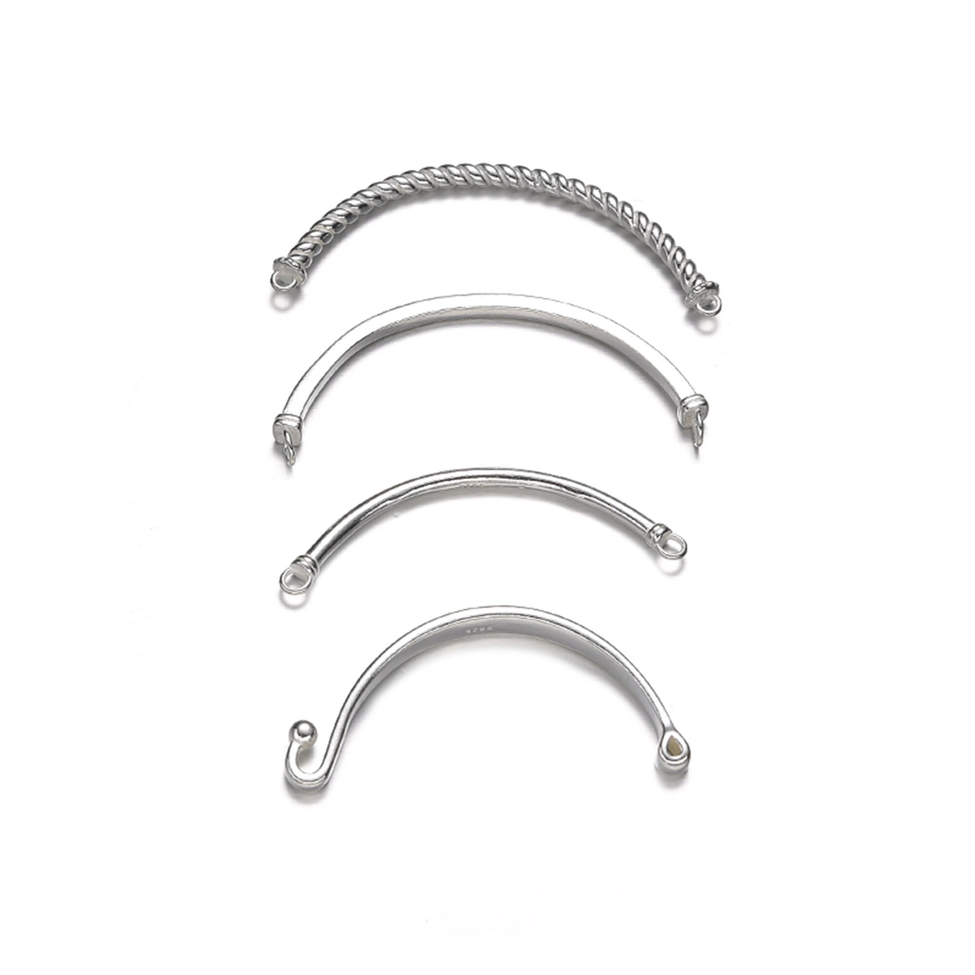 Sterling Silver Bangle Bracelet, Unfinished Half Bangle Bracelet Curve ...
