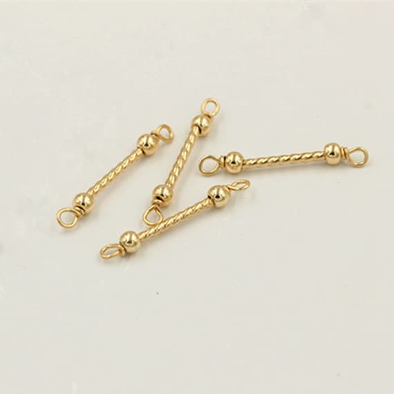 14K Gold Filled Bar Charms, Gold Filled Stick Connector Charms for Jewelry  Making Supplies, Bracelet Stick Connector Charms W/ Ball Bead End 