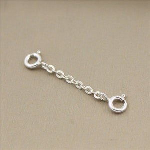 Sterling Silver Cable Chain Extensions with Spring Clasp, 925 Silver Cable Extender Chain, Bracelet Extension Chain, Necklace Chain Extender
