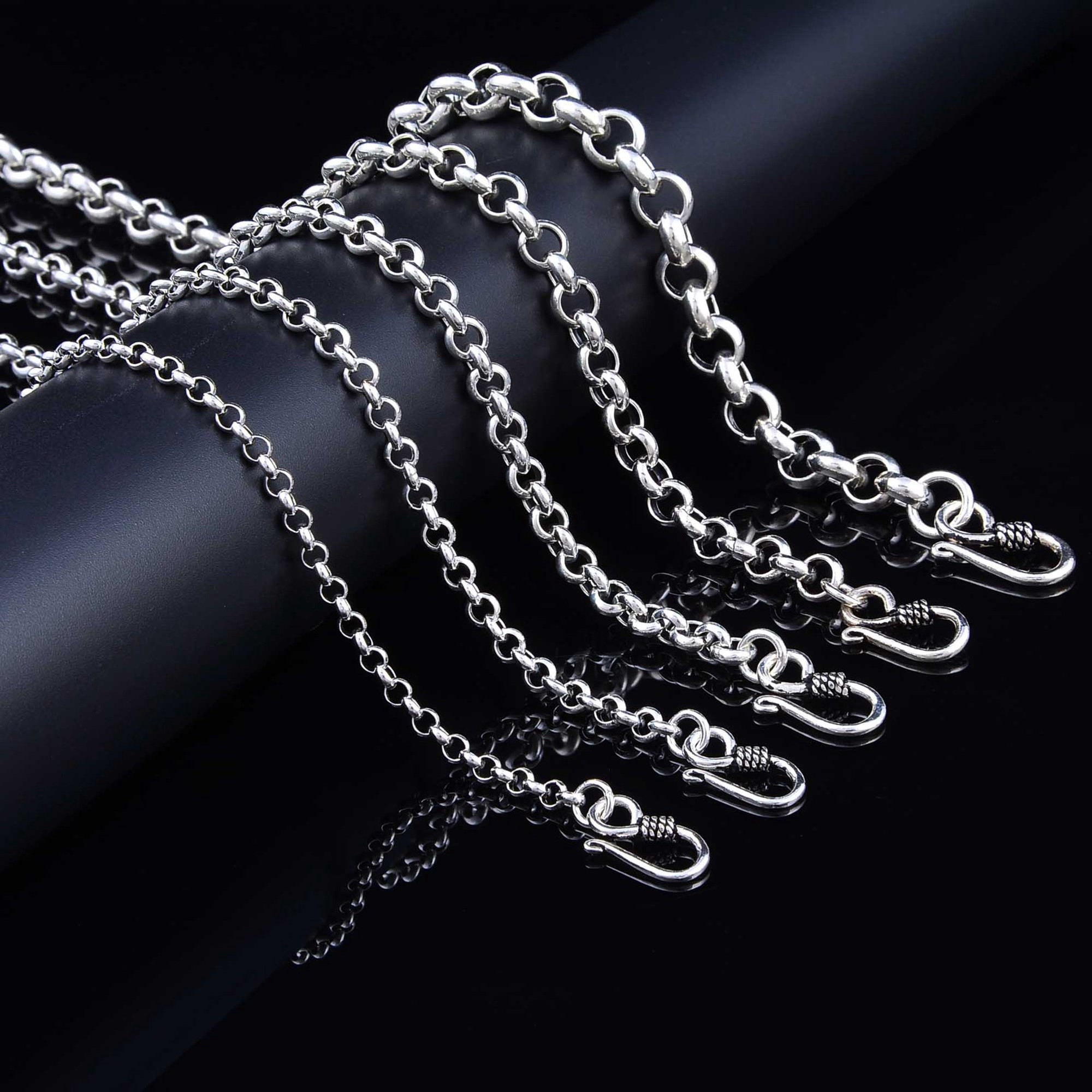 Sterling Silver Rolo Chain silver Belcher Chain With S Clasp Rolo