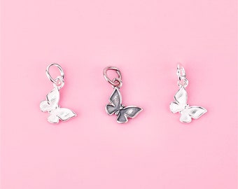 Sterling Silver Butterfly Charm Pendant, Insect Bracelet, Garden Necklace, Nature Earring, Small Charm, Winged Jewelry, Animals Charm