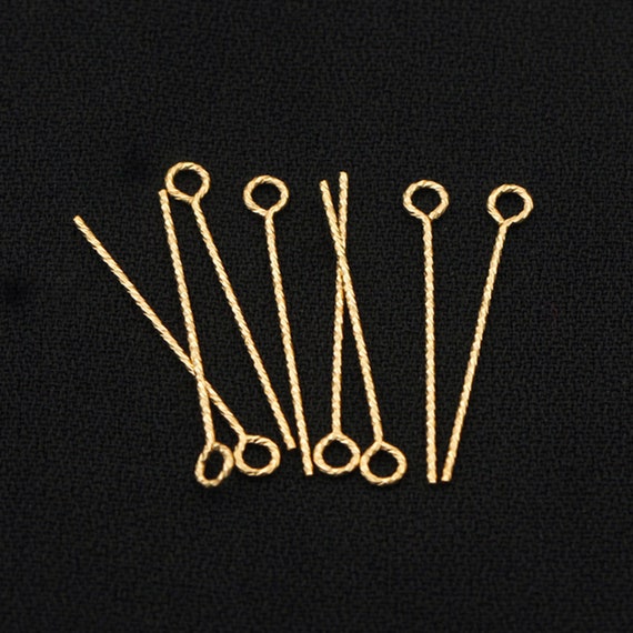 14K Gold Filled Twist Eye Pins Headpins, Gold Filled Eye Pins for