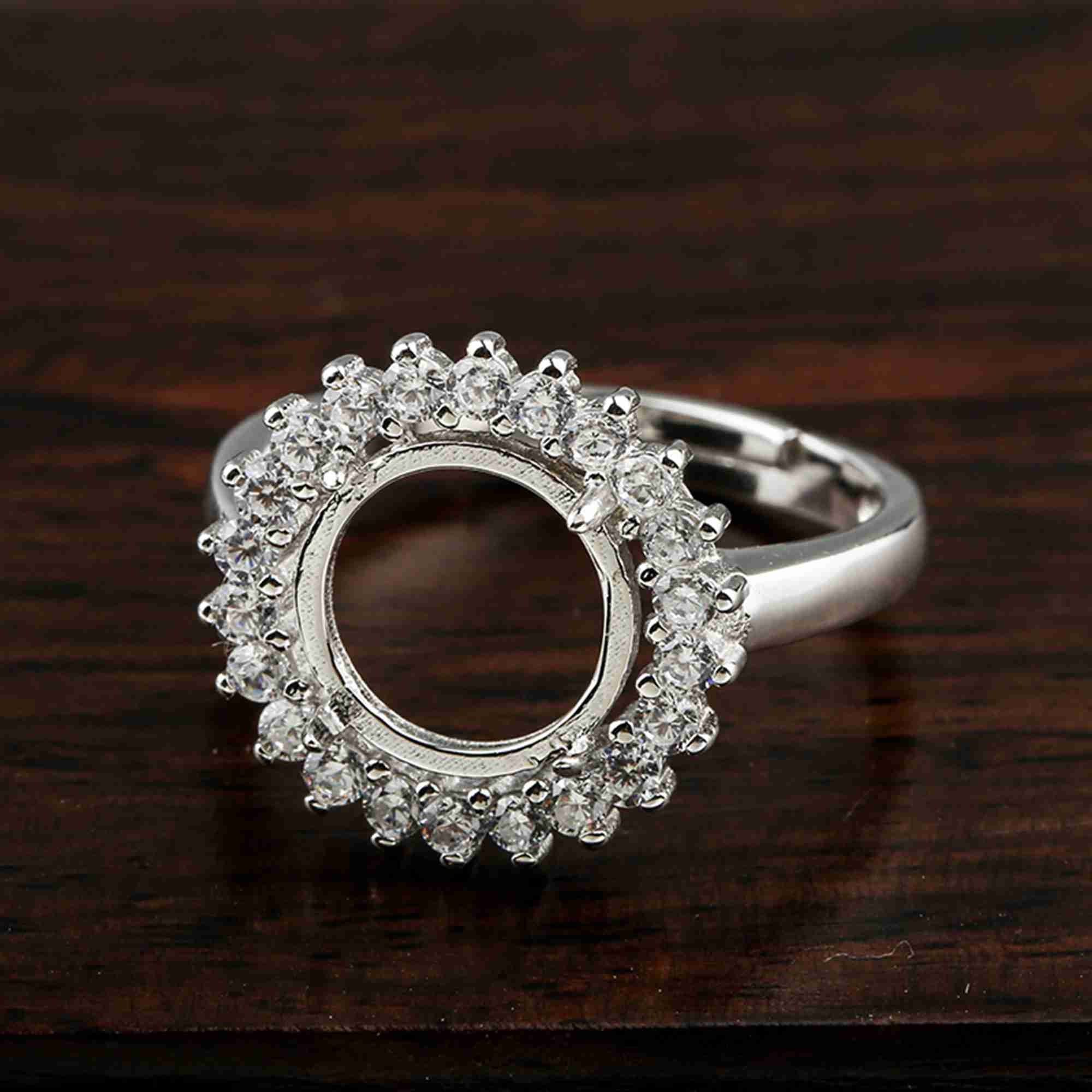 Sterling Silver Flower Ring Setting S925 Silver Round Bezel - Etsy