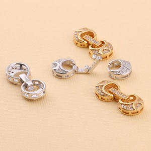 Sterling Silver Round Clasp Connector for Pearl Bracelet Necklace, CZ Round Circle Clasp Connector, Pearl Clasp, Round Clasp,Round Connetcor