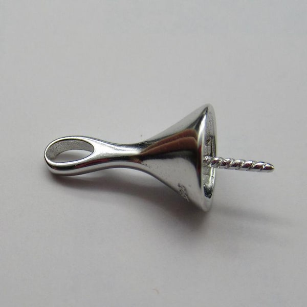 Sterling Silver Pendant Setting,S925 Silver Charm Pendant Bails, Cup Peg With Screw Pins, Cup and Peg for Half Drilled Pearl Bead