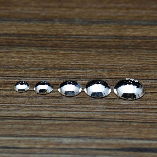 10/100pcs Sterling Silver Bead Caps,s925 Silver Beads Cap For Jewelry Making Supplies,Bracelet Beads Cap,Plain Bead Caps 4mm 5mm 6mm 7mm 8mm