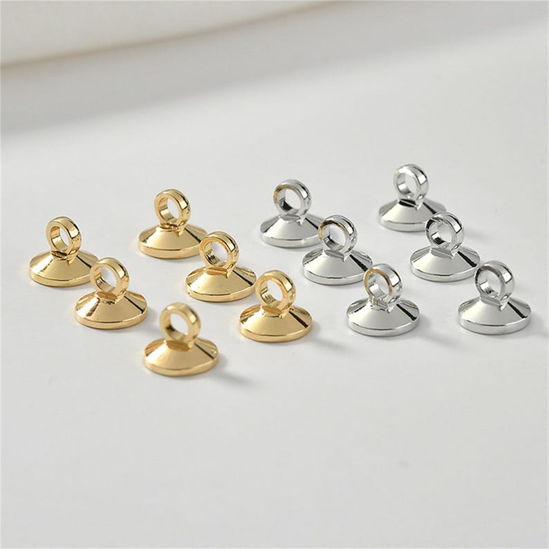 18K Gold Plated Bead End Cap With Loop,bead Cap,round Pendant Cap for Jewelry Necklace Earring