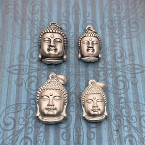 30pcs Sterling Silver Aged Buddha Charm Pendant, Buddhist Bracelet, Meditation Necklace, Religious Earring, Rulai Fozu Jewelry,Tibetan Charm