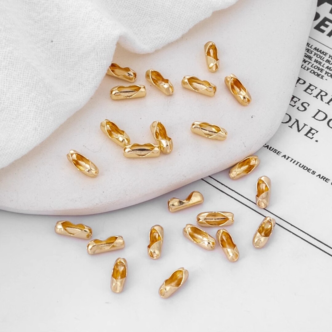 14K Gold Plated Ball Chain Connector, Gold Ball Chain Closure Clasp