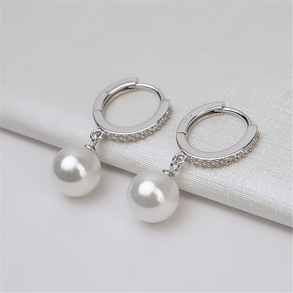 SILVER925 ROUND HOOP EARRINGS /シルバー/ピアス Sterling Silver CZ Round Hoop Earrings Jewelry Setting, S925
