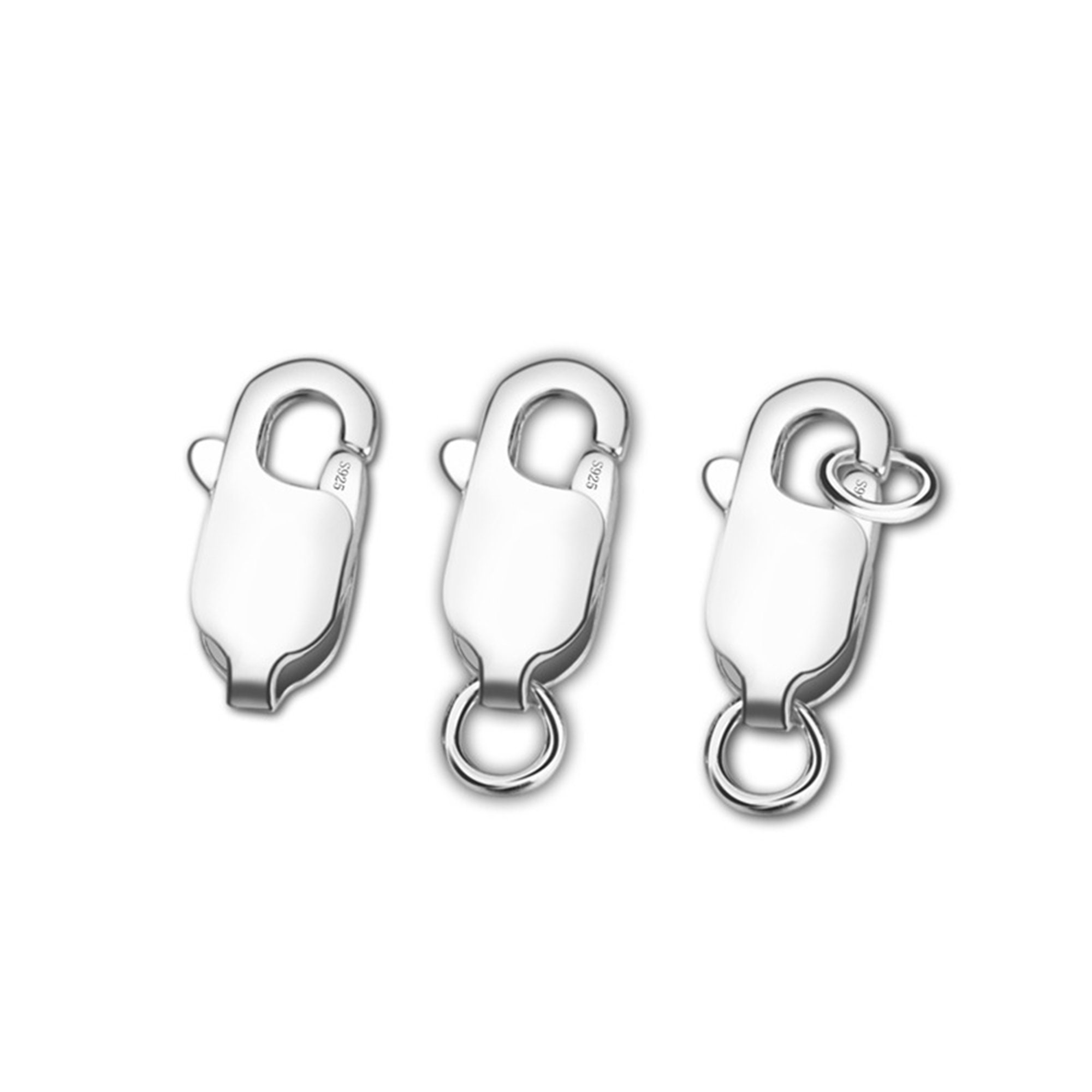 10pcs 5x10mm 925 Sterling Silver Lobster Clasps With Jump Rings & 4mm Silver Tags