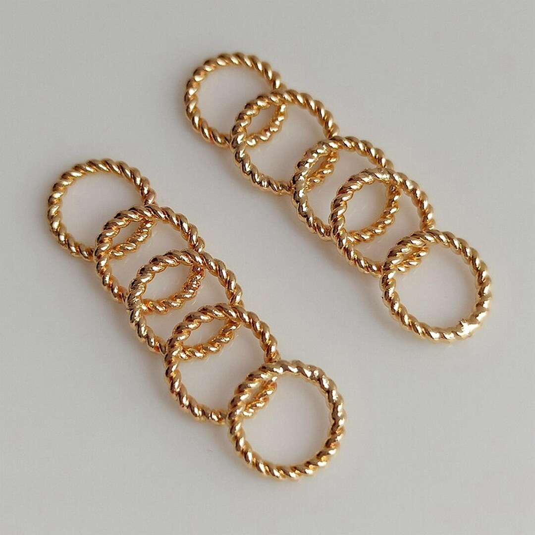 Round Jump Rings 14K Gold Plated Twist Round Jump Ring, Open/closed Jump Ring, Twist ...