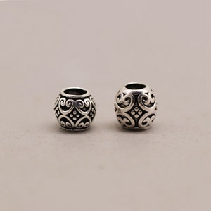 Sterling Silver Barrel Beads, Sterling Silver Cloud Beads, s925 Silver Spiral Beads, Lucky Bracelet Bead, Necklace Bead,Tibetan Totem Spacer