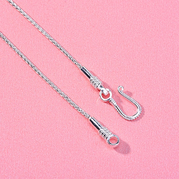 19.7 22.3 Sterling Silver Chopin Chain, S925 Silver Chain for Jewelry Making  Supplies, Finished Necklace With U Shape Clasp 