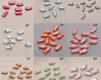 Colorful Ceramics Fish Beads, Sea Life Bead, Ocean Bead, Marine Bead, Fishing Bead, Bracelet Spacer, Fisherman Bead, Animal Bead 10*19mm