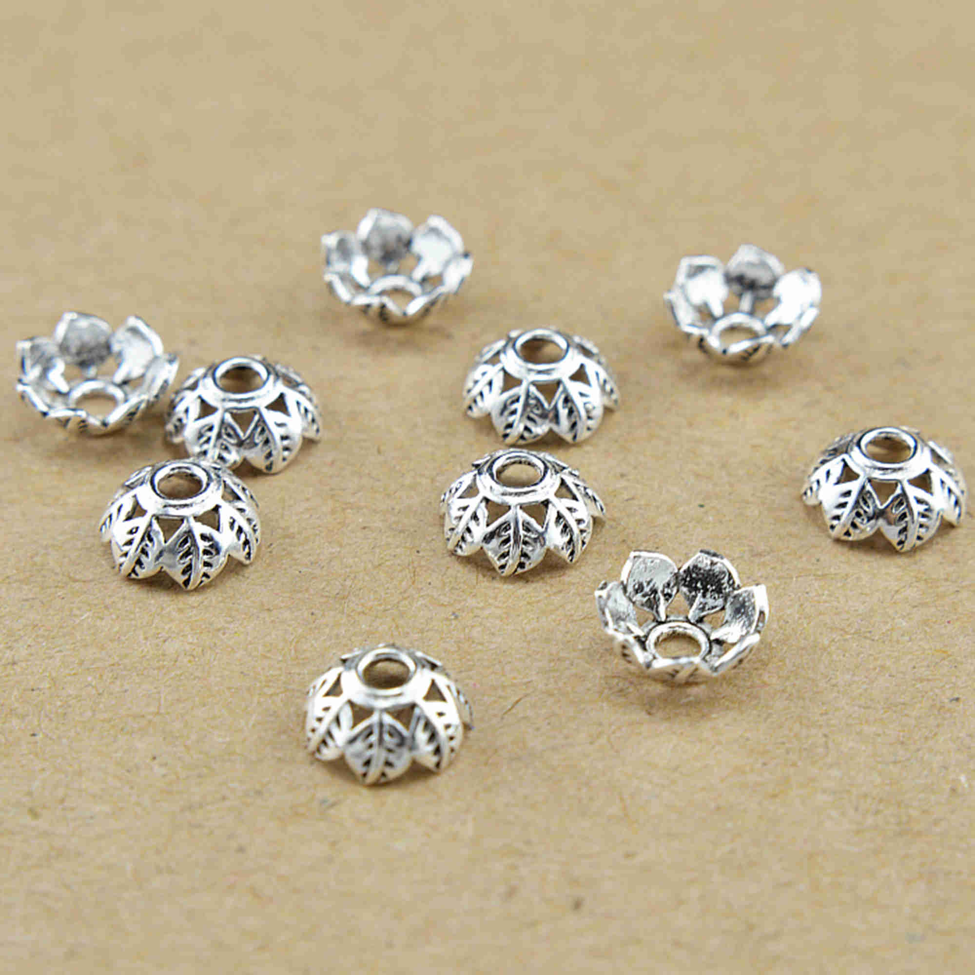 Sterling Silver Bead Caps Flower Bead Caps 10mm s925 Silver Beads Cap For Jewelry Making Supplies Bracelet Beads Cap