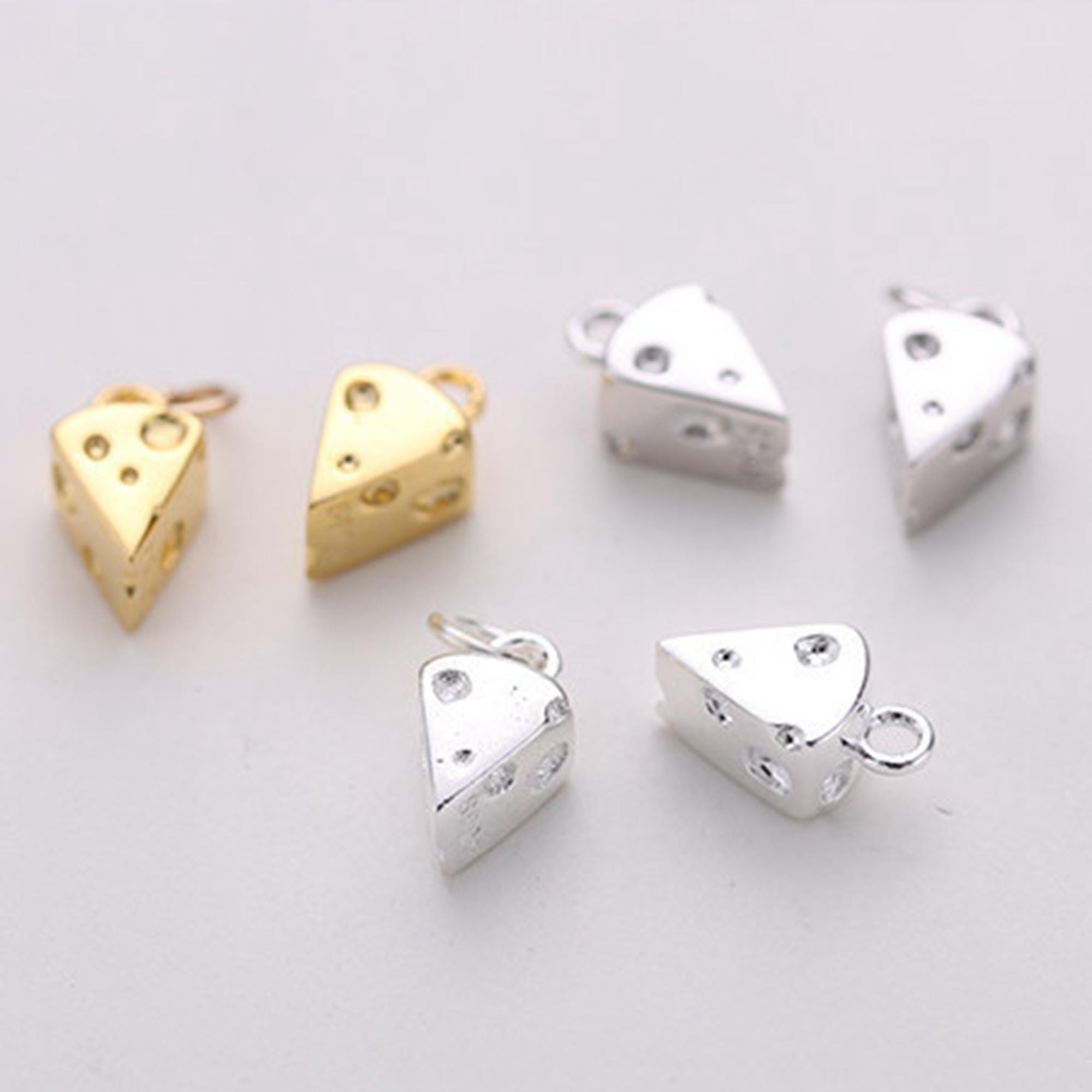 S925 Sterling Silver Cheese Wedge Charm, 3D Mini Cheese Cake Pendant,…