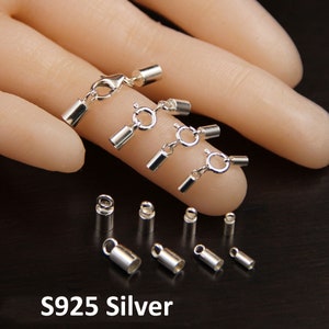 Sterling Silver Cord End Caps,s925 Silver Leather Cord End Cap For Jewelry Making Supplies, Cord Cap for Bracelet