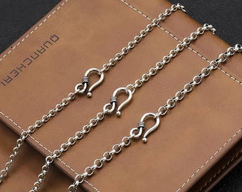 スターリングシルバーロロチェーンネックレス、S925シルバーベルチャー
