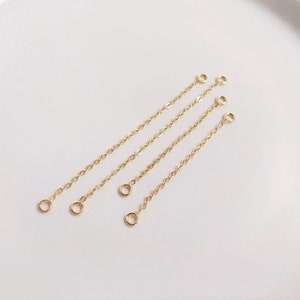 14K Gold Plated Brass Link Chain, Double Hole Tail Chain Connector, Earring Extension Chain, Chian Connector 4cm 6cm 7cm