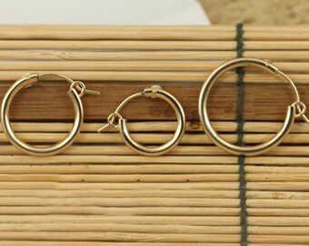 14K Gold Filled Eurowire Hoop Earring, Gold Filled Ear Hoops, Earring Component, Earwire Hoops 15mm 19mm 22mm 29mm 35mm