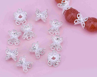 Sterling Silver Bead Caps, s925 Silver Beads Cap For Jewelry Making Supplies, Bracelet Beads Cap,  Flower Bead Caps 7mm