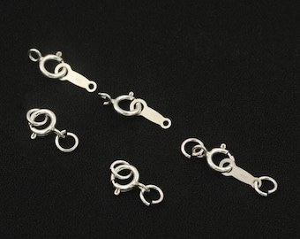 Sterlingzilveren veerringsluiting met open/gesloten ring, s925 zilveren ronde veersluiting voor het maken van sieraden, armbandsluiting 5 mm