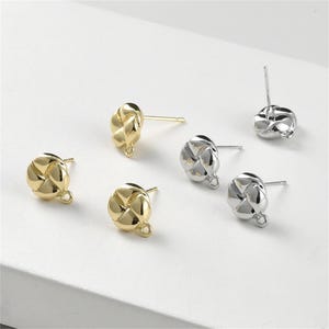14K Gold Plated Knot Round Earrings Stud w/ Loop, Weave Earring Stud, Ear Post, Boho Earring, Geometric Earring, Minimalist Earring