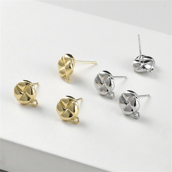 Boucles D'Oreilles Rondes Argentées Avec Strass - Attache Clous, Nickel, Neuf Sans Emb