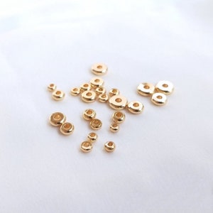 14K Gold Plated Round Pony Beads, Rondelle Bead, Flat Spacer Bead, Donut Bead, Bracelet Spacer Bead, Large Hole Bead 3mm 3.5mm 4mm 5mm 6mm