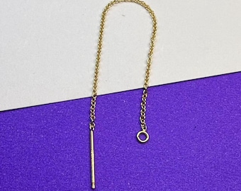 14K Gold Filled Cable Chain Earring Threaders, Gold Filled Cable Threader w/ Closed Ring For Jewelry Making Supplies, Threader Earrings