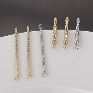 14K Gold Plated Bar Zircon Earring Post, Gold Tone Stick Earring Post, Stud Earrings, Beaded Ear Stud, Simple Earring Post with Loop