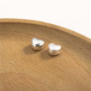 Sterling Silver Beads, Sterling Silver Heart Beads, s990 Silver Heart Beads, Glossy Heart Spacer Beads 7*7.5mm