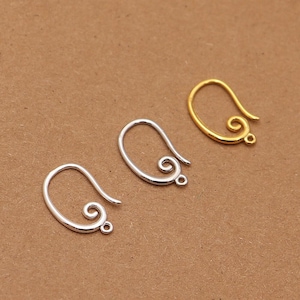 Spiralformade öronkrokar i sterlingsilver, örhängeskrokar i 925 silver med sluten ring, minimalistiska örhängeskrokar, komponent för gör-det-själv-örhängesdetaljer