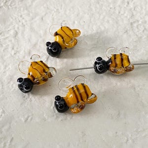 Glaze Bee Beads, Glass Bumble bee Bead, Honeybee Bead, Buzzing Bee Bead,  Animals Jewelry, Insect Bead, Bracelet Spacer, Cute Bee Beads