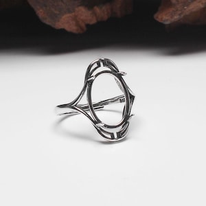 Sterling Silver Ring Setting, s925 Silver Oval Bezel Cup Setting, Sterling Silver Ring Blanks, Adjustable Ring Blanks 10*14mm