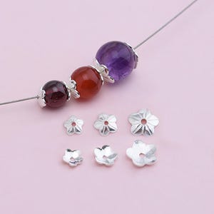 10/100pcs Sterling Silver Bead Caps, s925 Silver Beads Cap For Jewelry Making Supplies, Bracelet Beads Cap, Flower Bead Caps 4mm 5mm 6mm