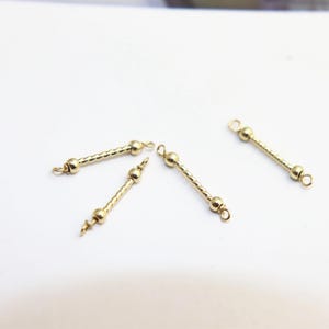 14K Gold Filled Bar Charms, Gold Filled Stick Connector Charms For Jewelry Making Supplies, Bracelet Stick Connector Charms w/ Ball Bead End