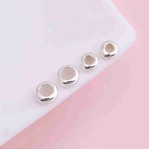 Perles de bouchon en caoutchouc réglables en argent sterling, perle de poney, perle circulaire, perle de beignet, perle de roue, entretoise de bracelet, perle coulissante 5mm 6mm image 1