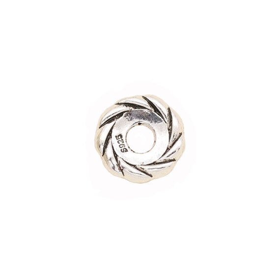 Sterling Silver Spiral Beads 925 Large Hole Donut Spacer for Bracelet  Necklace