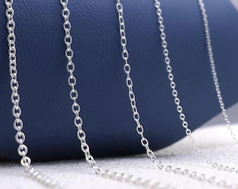 12 Or 18 Inch Sterling Silver 3mm Cable And Bead Chain - Continuous Length Bulk