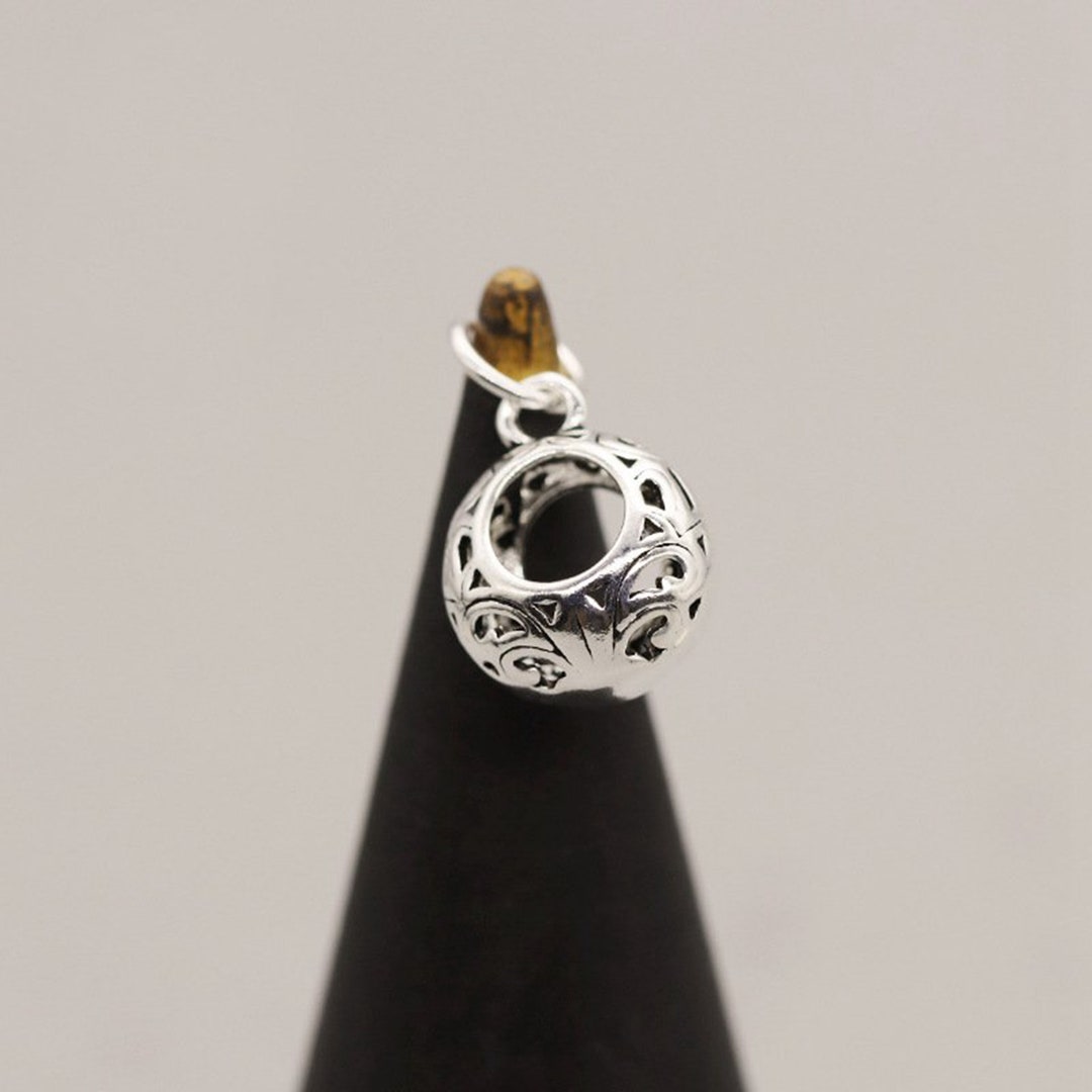 Sterling Silver Flower Bail Bead Charm, Sterling Silver Bracelet Bead Charm, 925 Sterling Charm