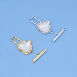 Sterling Silver Shell Heart Toggle Clasp, 925 Silver Love Heart Toggle Clasps Set For Jewelry Making Supplies, Bracelet Clasp,Necklace Clasp