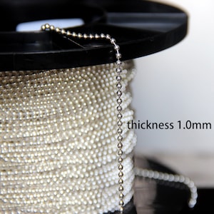 39" Sterling Silver Ball Chain, s925 Silver Ball Chain For Jewelry Making Supplies, Unfinished Ball Chain Necklace Bracelet 1mm