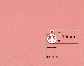Sterling Silver Peace Charm, S925 Silver Peace Symbol Pendant For DIY Jewelry Making Supply,Unity Charm,Peace Sign Charm,Minimalist Charm