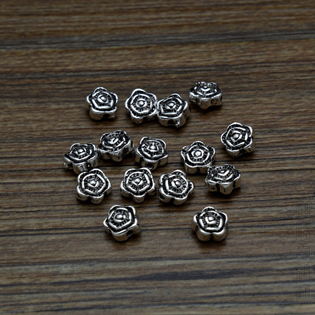 Sterling Silver Rose Beads, Floral Bead, Blooming Bead, Blossom Bead