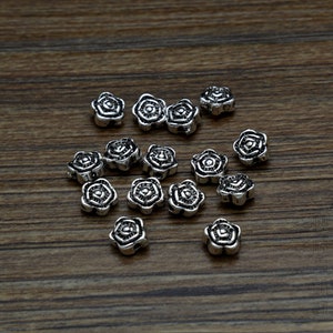 Sterling Silver Rose Beads, Floral Bead, Blooming Bead, Blossom Bead, Garden Bead, Bracelet Spacer, Nature Bead, Botanical Bead, Flower Bead
