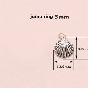 K&ouml;nnte beinhalten: Silberner Muschel-Anh&auml;nger mit einem Sprungring. Der Anh&auml;nger ist 3,5 cm hoch und 3,1 cm breit.